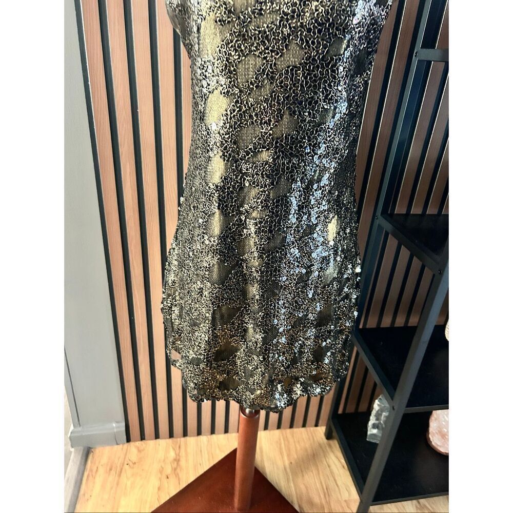 Express NYE sequin gold and black dress size small 1920 style dress short - Picture 2 of 7